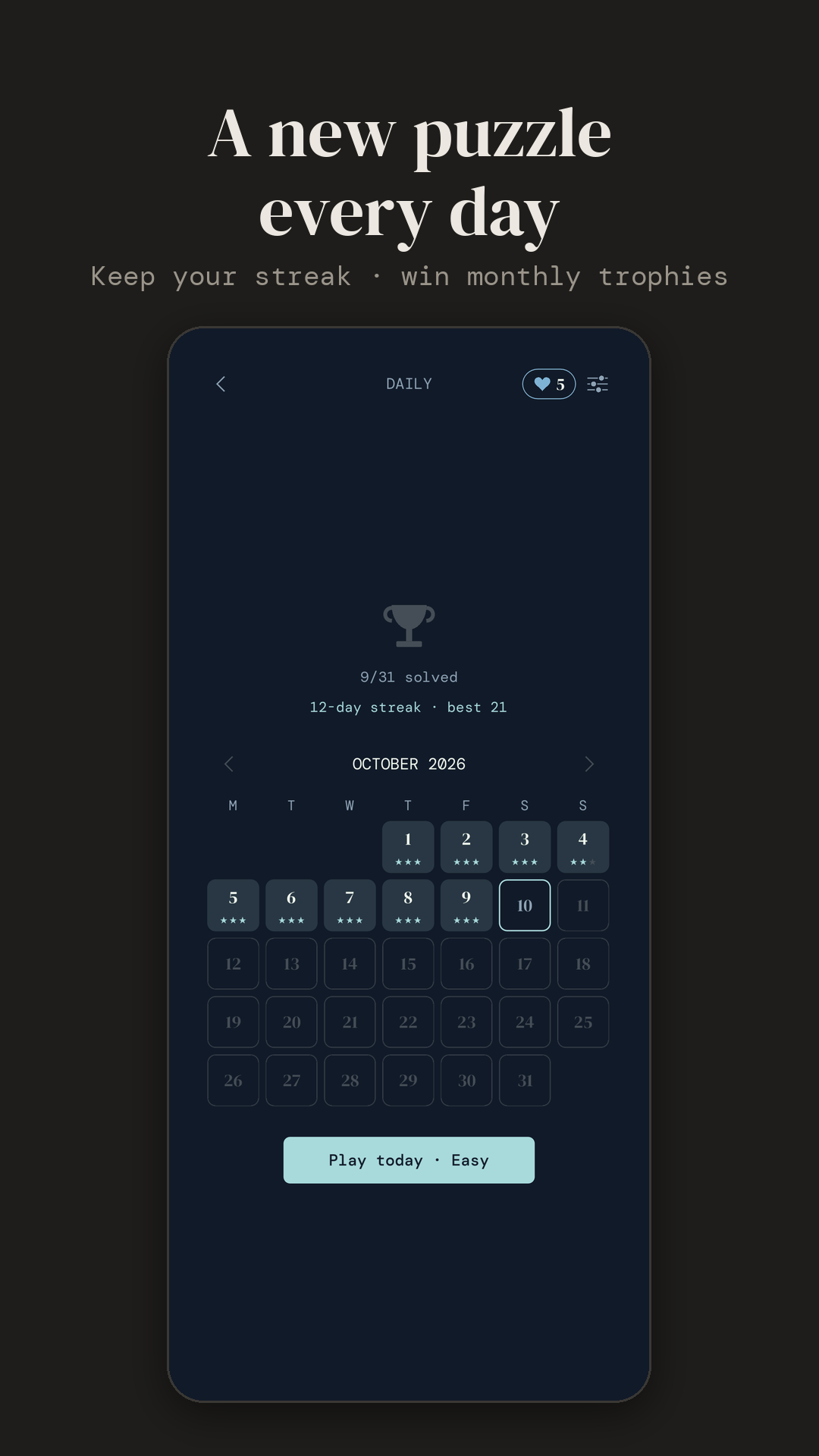 The daily puzzle calendar